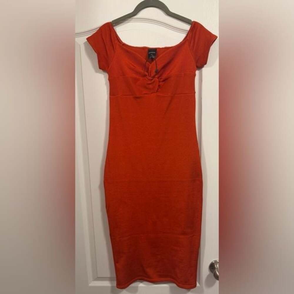 Express Strapless Rust Dress - Picture 2 of 4